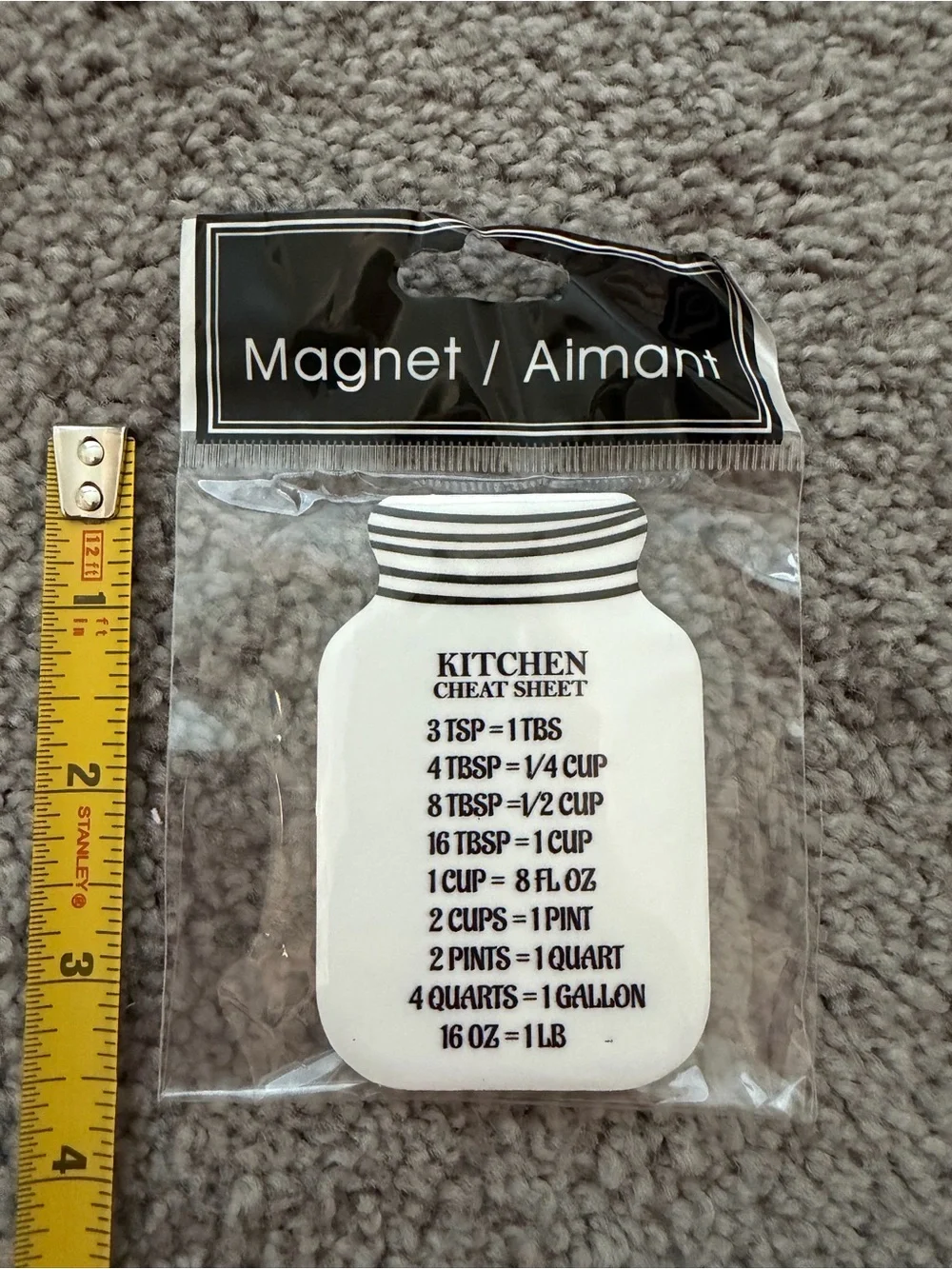 Kitchen Cheat Sheet Mason Jar Magnet - White